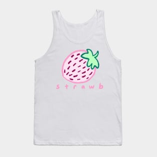 Strawb - Cute Kawaii Pastel Funny Strawberry Meme Crayon Drawing Tank Top